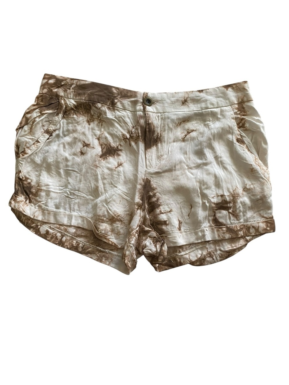 Mimi Chica Women's Tie-Dye Shorts - Brown & White